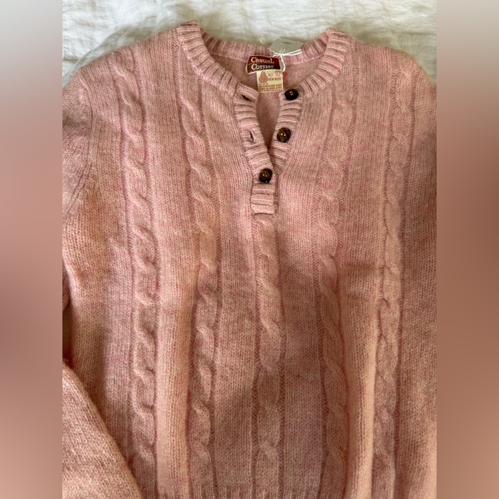 Casual Corner Vintage Pink Cable Knit Sweater